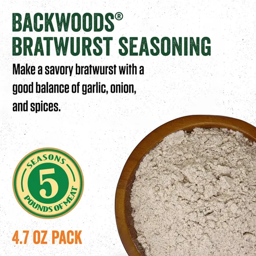 Miniatura 3 de LEM Products Backwoods Bratwurst – Salchicha curada con condimento, ideal para caza silvestre y carne doméstica, sazona hasta 25 libras de carne