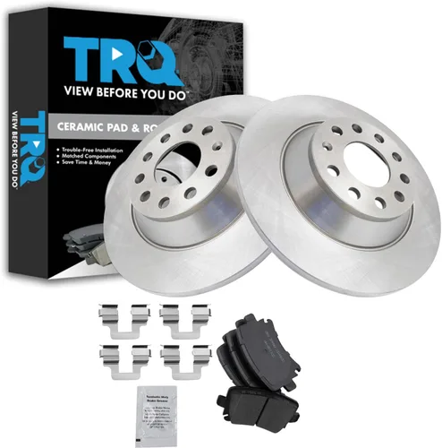 Miniatura 158 de TRQ Kit de rotor de freno trasero y pastillas de cerámica Posi premium compatible con camioneta Chevy GMC