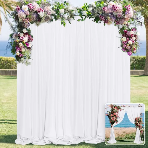 Miniatura 22 de MYSKY HOME Cortinas de 10 pies x 10 pies Verde Cazador Cortinas de Fondo para Fiestas Bodas Escenario Cortinas con Bolsillo para Barra Cortinas