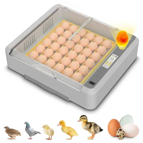 Miniatura 9 de Incubadora de huevos 36-60 con giro automático de huevos y control de humedad, incubadora de huevos de pollo ajustable con pantalla digital