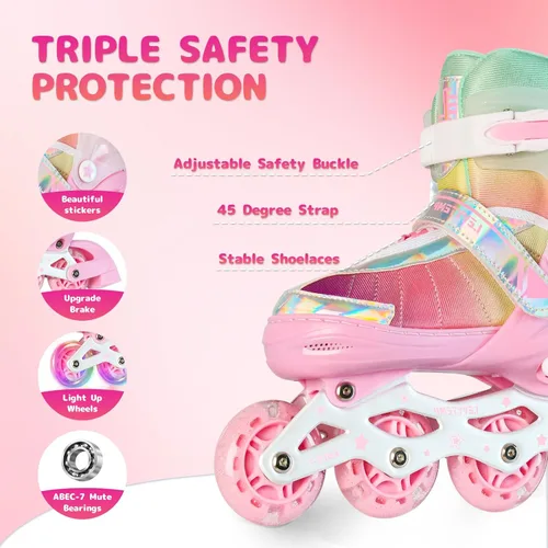 Miniatura 3 de Patines en línea ajustables para niños, niñas y adultos, patines con todas las ruedas que se iluminan para exteriores, para principiantes, jóvenes