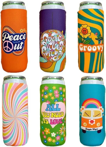 Miniatura 14 de Coozies Temáticas de los Años 70 - Regalo Genial para Cualquier Disco - Material de Neopreno Premium - Paquete de 6