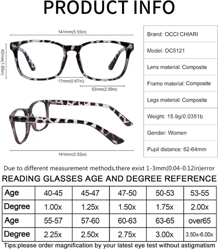 Miniatura 6 de OCCI CHIARI Lentes de lectura con bloqueo de luz azul para mujer con estilo 1.0 1.25 1.5 1.75 2.0 2.25 2.5 2.75 3.0 3.5 4.0 5.0 6.0
