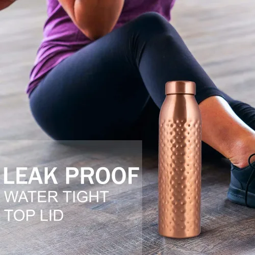 Miniatura 6 de NORMAN JR, 100% Pure Copper Water Bottle 1L - Gift Box of 6, Hammered, Ayurvedic Copper Bottle Gift Set for Women & Men. Best Present For Fathers &