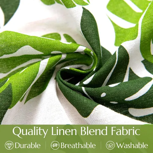 Miniatura 6 de BROSHAN Cortinas blancas y verdes para dormitorio, cortinas de ventana de hojas de plantas tropicales, 2 paneles de 78 pulgadas de largo, cortinas