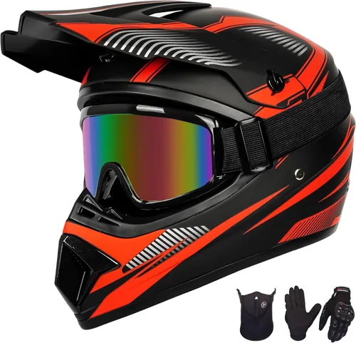 Miniatura 13 de Yesmotor - Casco de motocross para jóvenes, casco de motocicleta BMX, MX, cuatrimoto todoterreno, motocross, bicicleta de montaña, aprobado por