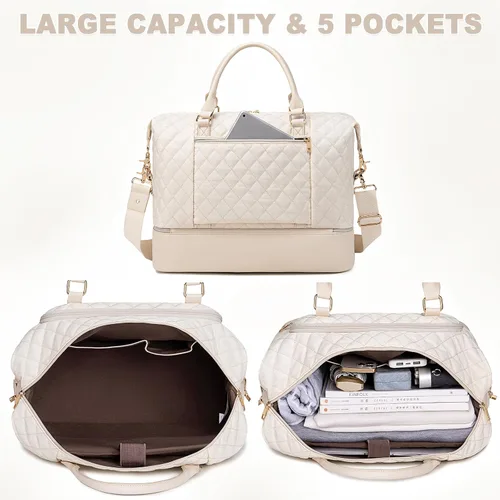 Miniatura 50 de CAMTOP - Bolsa de viaje de fin de semana para mujer, bolsa de lona con espacio para laptop de15.6 pulgadas
