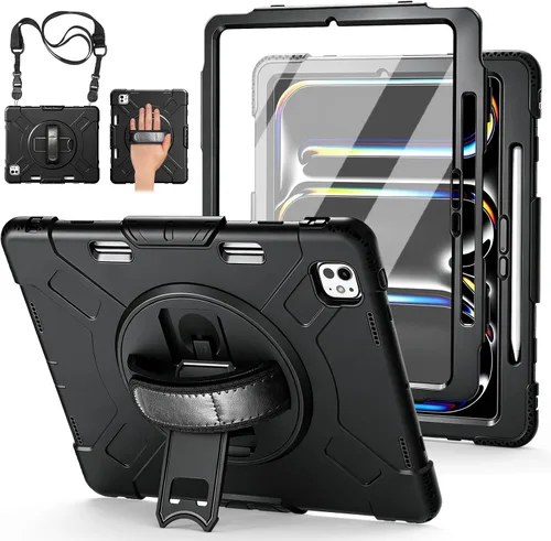 Miniatura 18 de Funda para iPad Pro 11 M5 2025/M4 2024: Funda protectora para iPad Pro de 11 pulgadas 5ª generación con protector de pantalla, soporte, asa y correa