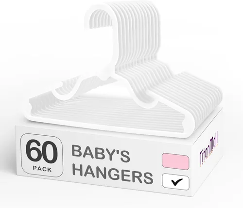 Miniatura 8 de SMARTOR Paquete de 60 perchas para bebé, perchas de plástico de 11.7 pulgadas para armario, perchas para ropa infantil y perchas para bebés, perchas