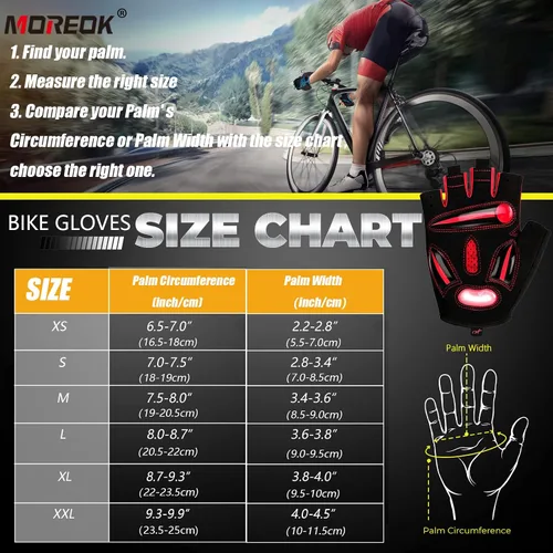 Miniatura 7 de MOREOK Guantes de ciclismo para hombres y mujeres con almohadilla de gel de 0.197 in - Bicicleta de carretera MTB, ciclismo, entrenamiento