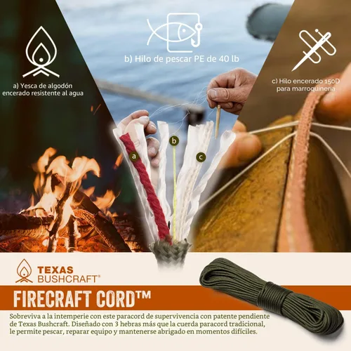Miniatura 5 de Texas Bushcraft Arrancador de fuego, varilla de ferro de 3/8 pulgadas de grosor con golpeador y cordón de muñeca de paracaídas, encendedor