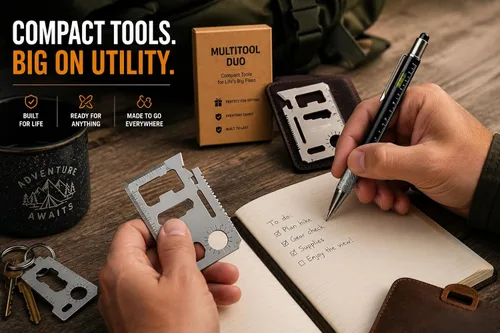 Miniatura 9 de Regalos para hombres: bolígrafo multiherramienta 6 en 1 y juego de herramientas para tarjetas 11 en 1, accesorios geniales para hombres, regalos