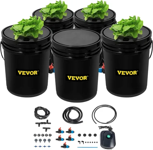 Miniatura 14 de VEVOR Sistema Hidropónico DWC, 5 Galones 4 Cubetas, Cubo de Cultivo de Agua Profunda, Kit de Cultivo Hidropónico con Bomba, Piedra de Aire
