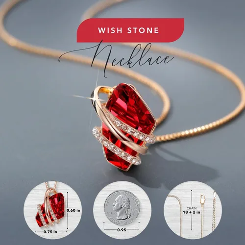 Miniatura 53 de Leafael Wish Stone - Collar con dije chapado en oro rosa de 18 quilates, con cristales de Swarovski, joyería de piedra natal, 18 pulgadas + 2