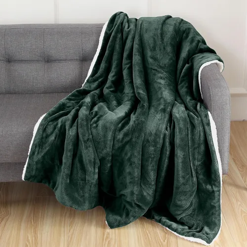 Miniatura 12 de Elegant Comfort Manta de Sofá Reversible de Sherpa Sólida, Manta para Todas las Estaciones - Súper Suave, Acogedora y Afelpada - Manta Decorativa