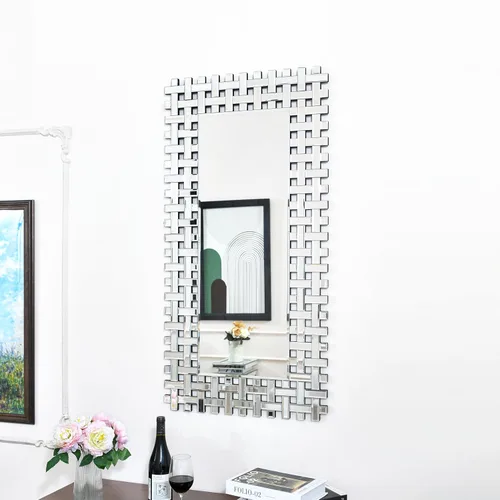 Miniatura 14 de KOHROS Crush Diamond Espejo de baño de 36 x 24 pulgadas, espejos de cristal para decoración de pared, espejo de pared rectangular para baño, entrada