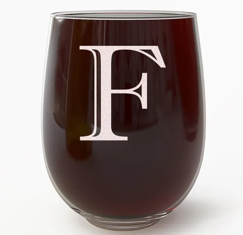 Miniatura 30 de Copa de vino grabada con monograma de 17 onzas sin tallo (letra A) A-Z, regalos personalizados para mujeres, copas de vino personalizadas, regalo