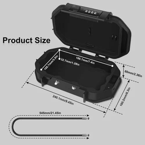 Miniatura 2 de Diyife Caja de seguridad portátil, [impermeable] Caja de seguridad de viaje con código, cerradura de combinación de 4 dígitos, caja de bloqueo