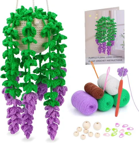 Miniatura 11 de Kogyxe Kit de Ganchillo para Principiantes, Kits de Inicio de Ganchillo Amigurumi con Tutoriales en Video Paso a Paso, Paquete de Inicio de Tejido