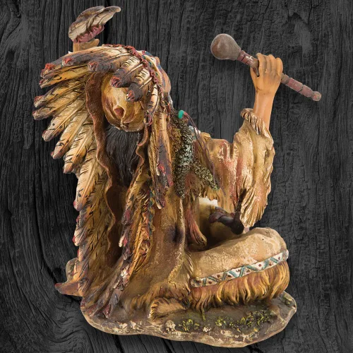 Miniatura 7 de United Cutlery Escultura de resina del jefe nativo americano, hermosa decoración para el hogar, detalles exquisitos, cultura india de llanuras