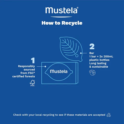 Miniatura 8 de Mustela Champú sólido y barra de limpieza corporal para bebés, niños y adultos, con aceite de aguacate y aceite de oliva, sin fragancia, sin