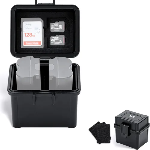 JJC Organizador portátil de baterías de cámara para 2 x Canon LP-E17 LP-E12 Nikon EN-EL25 EN-EL14A Sony NP-FZ100 FW50 Fuji NP-W235 NP-W126 Batería y