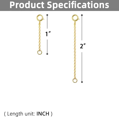 Miniatura 3 de Extensores de collar para mujer, extensor de pulsera de oro, extensión de joyería de cadena dorada para tobillera para mujer, juego de 2 piezas
