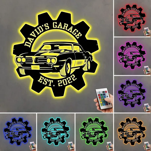 Miniatura 6 de Letrero de neón personalizado para garaje, letrero de metal con nombre de garaje personalizado, letrero iluminado para garaje, arte de pared
