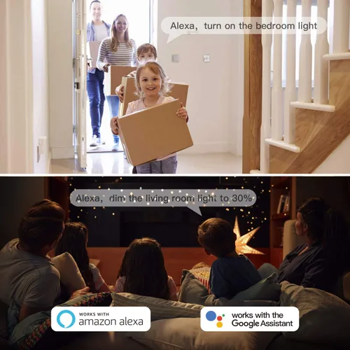 Miniatura 5 de TREATLIFE Paquete de 4 interruptores de atenuación inteligente, interruptor de luz inteligente Wi-Fi de un solo polo de 2.4 GHz, funciona con Alexa