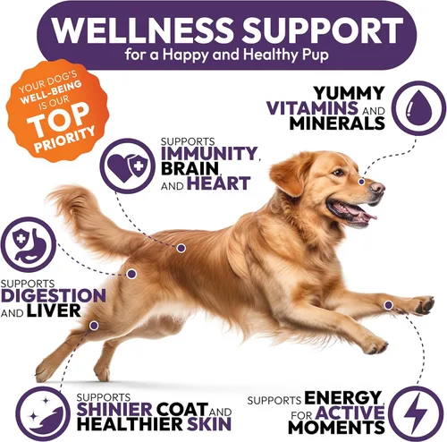 Miniatura 4 de Multivitamínico masticable para perros, vitaminas y suplementos para perros con glucosamina, 170 masticables, cadera y articulaciones, apoyo