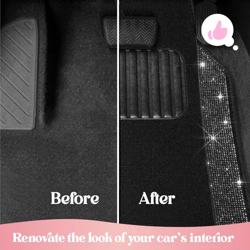 Miniatura 6 de Juego de alfombrillas de coche con diamantes brillantes Carbella de 4 piezas, alfombrillas de coche de imitación de diamantes con brillantes