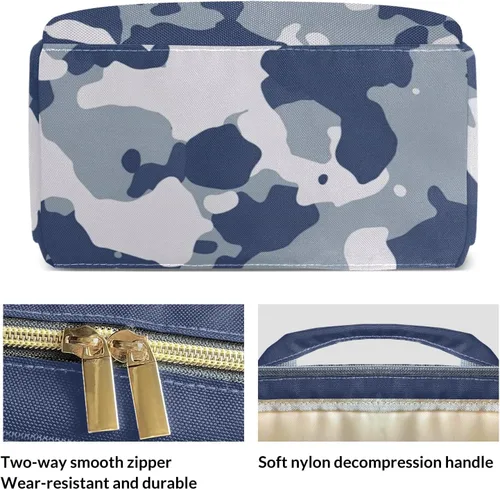 Miniatura 4 de Mochila de pañales de camuflaje azul amarillo con nombre, bolsa multifunción de gran capacidad para mamá, papá, unisex, niño y niña, Diseño 2