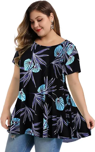 Miniatura 3 de MONNURO - Camiseta de manga corta para mujer, holgada con mucho vuelo, talla grande