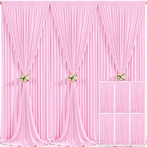Miniatura 128 de Cortina de fondo beige de 10x10 para bodas y fiestas, cortina de fondo beige sin arrugas para fotos, cortinas de fondo para decoración de baby Gris
