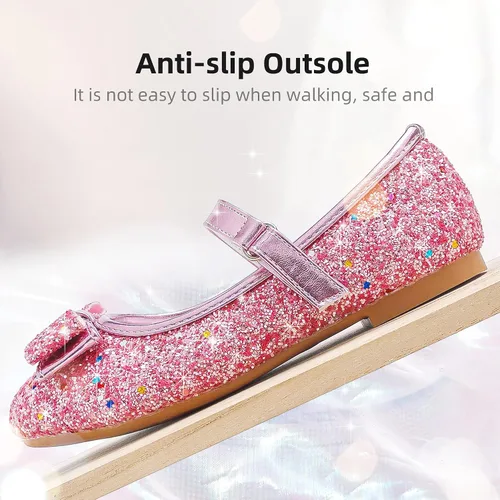 Miniatura 6 de Parrosoo Zapatos de vestir para niñas, zapatos Mary Jane, zapatos de ballet, zapatos de tacón bajo para niña, escuela, princesa, zapatos de boda