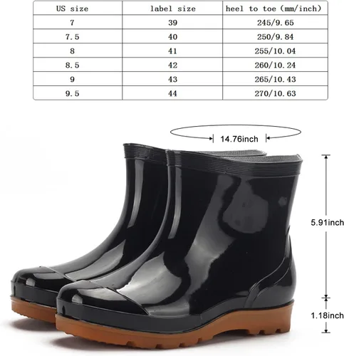Miniatura 5 de Botas de lluvia para hombre, resistentes y antideslizantes, antideslizantes, de plástico, de cemento, botas de lluvia de tobillo