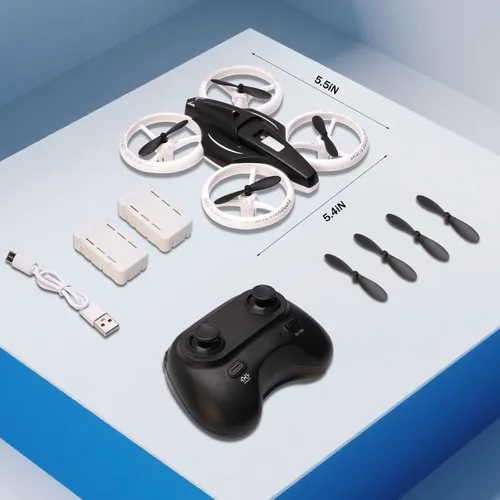 Miniatura 7 de Mini dron de juguete para niños, dron controlado a distancia, cuadricóptero con retención de altitud y modo sin cabeza, protección completa