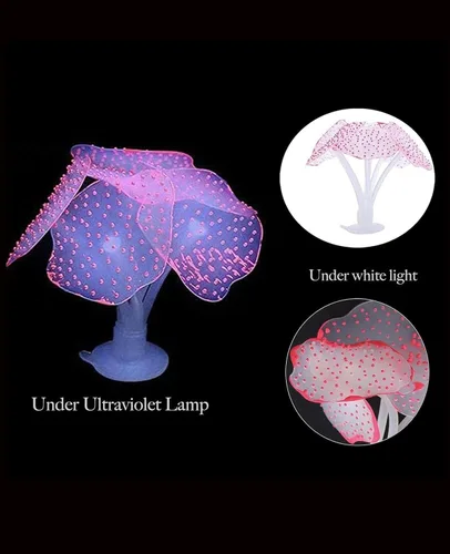 Miniatura 8 de ZtohPyo 4 piezas de decoración de pecera de acuario con efecto brillante, adorno artificial de silicona brillante, plantas de arrecife de coral