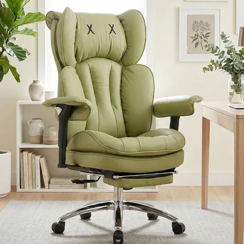 Miniatura 16 de Efomao Silla de oficina blanca grande y alta con reposapiés, silla ergonómica de respaldo alto para computadora con reposabrazos ajustables, asiento