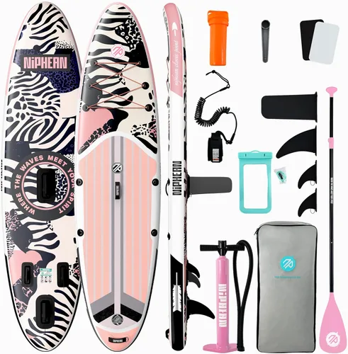 Miniatura 33 de Niphean Tabla de remo inflable con accesorios de SUP, cubierta de EVA antideslizante, tablas de remo inflables de 10 pies 6 pulgadas para adultos