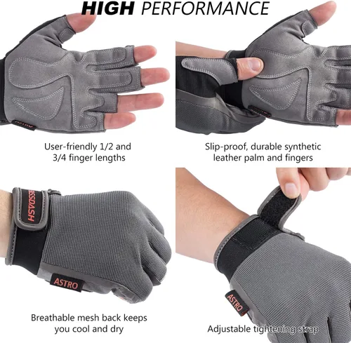 Miniatura 2 de BASSDASH Guantes de pesca Astro para hombres y mujeres, guantes sin dedos para pesca deportiva, kayak, remo, vela, MTB Gris