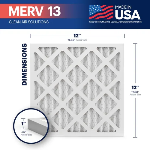 Miniatura 2 de BNX MERV 13 - Filtro de aire plisado electrostático, 12 x 12 x 1 pulgadas (6 pzas), fabricado en EE. UU., filtros de aire HVAC para alergias, polen