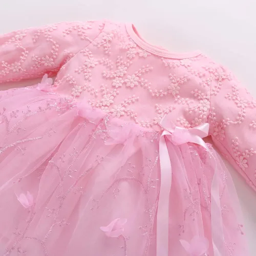 Miniatura 32 de Vestido de otoño de manga larga para niña pequeña, vestido de encaje con flores, boda, primer cumpleaños, bautizo, vestido con sombrero