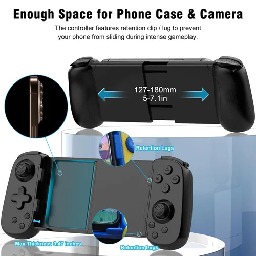 Miniatura 2 de Joso Wireless Phone Controller for iPhone/Android, Mobile Game Controller with Hall Joystick Suitable for Xbox Cloud Gaming, PS Remote Play, Steam