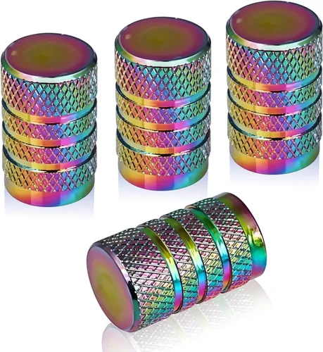 Miniatura 7 de Tapones de vástago de válvula de neumático de automóvil, 4 PCS Tapones de vástago de válvula de neumático de aleación, tapas de aire duraderas