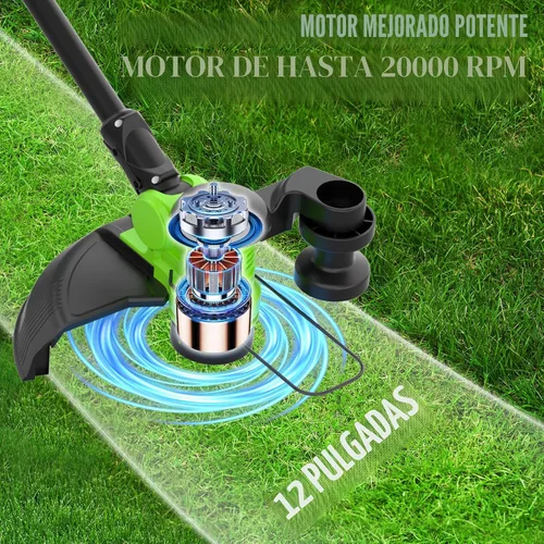 Miniatura 3 de Recortadora de hierba inalámbrica de 12 pulgadas, recortadora de césped y bordeadora 2 en 1 con batería de 20 V, Wacker eléctrico de malezas con 2