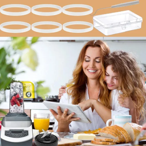 Miniatura 6 de Juego de 6 juntas de repuesto para Ninja 7 aletas Blender Blade Sellos de 3.9 in de goma para Ninja Blender BL480 BL680 BL910 CT680