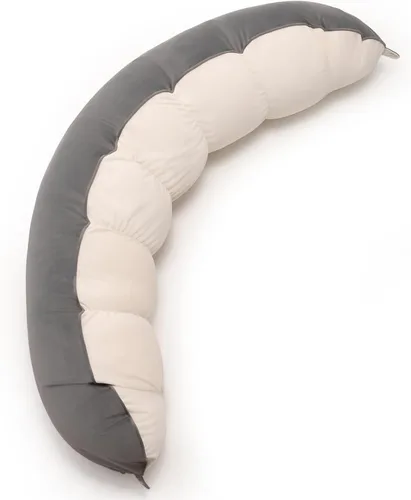 Peallow(Pat. Pend) - Almohada larga redonda para adultos, almohada de apoyo suave y de apoyo para dormir y soporte lumbar (gris-blanco, 47 pulgadas)