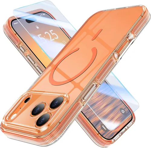 Miniatura 21 de MILPROX Compatible con iPhone 16 Pro Funda – con protector de pantalla – Compatible con MagSafe – Diseño magnético claro transparente – Que no se