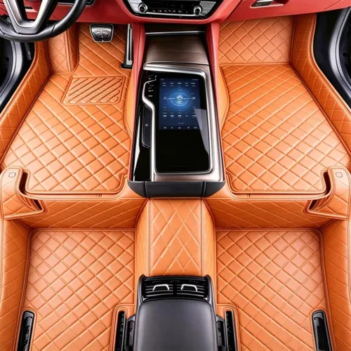 Miniatura 6 de Alfombrillas de cuero personalizadas para todo tipo de clima, revestimientos para el suelo de automóviles, SUV, camiones, juego de tapetes Azul